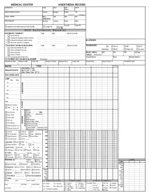 Fillable Online MEDICAL CENTER ANESTHESIA RECORD - Hospital Forms Fax ...