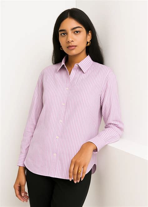 Purple Vertical Stripe Cotton Shirt For Women's - Urban Soch™