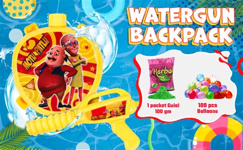 Buy Zest 4 Toyz Holi Water Pichkari for Kids Holi Motu Patlu Backpack ...