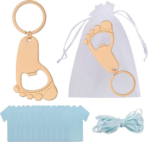 Buy 12 Pack Baby Footprint Key chain Bottle Opener Baby Shower Favors ...