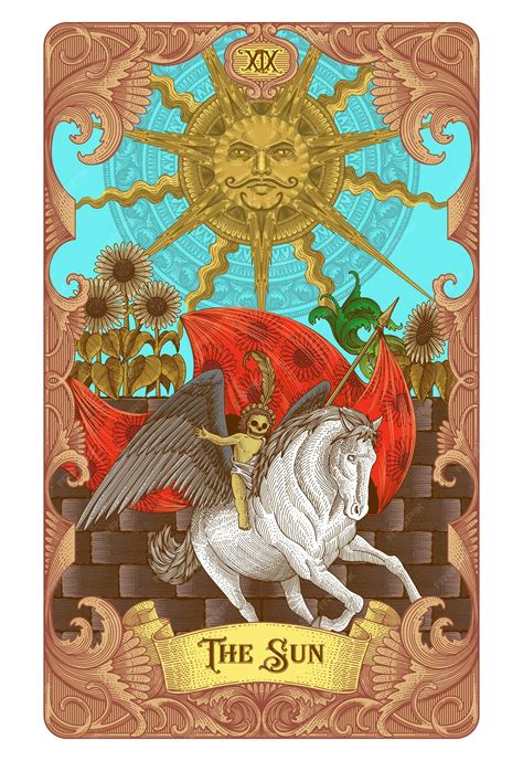 Premium PSD | The Sun Tarot Illustration