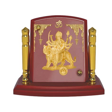 Diviniti 24K Gold Plated Durga Mata Frame For Car Dashboard, Home Deco ...