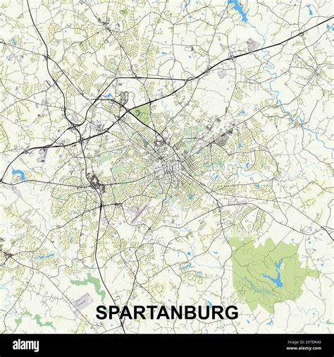 Spartanburg, South Carolina, USA map poster art Stock Vector Image ...
