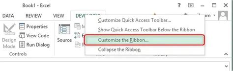 Adding Developer Tab in Excel 的图像结果