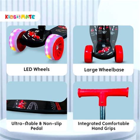 Kidsmate Rider Pro Kick Scooter for Kids | 3-Wheels with LED Light ...