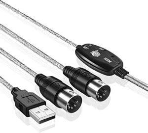 TECHGEAR Power Sharing Cable 1.8 m USB to MIDI Keyboard PC Interface ...