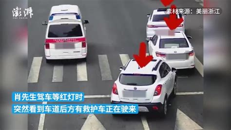 轿车等红灯挡救护车拒不让路，交警回应：事件正在处理，避让救护车违章不会扣分_腾讯视频