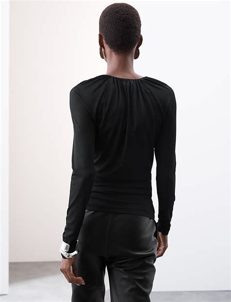 Buy Ribbed Round Neck Jersey Top at Marks & Spencer