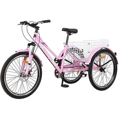 Buy Adult Mountain Tricycle, 7 Speed Three Wheel Cruiser Bike, 24/26/27 ...