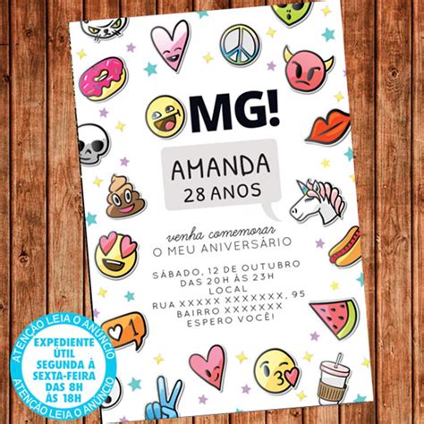 Convite Emoji Aniversário Emoji Festa Digital | Elo7