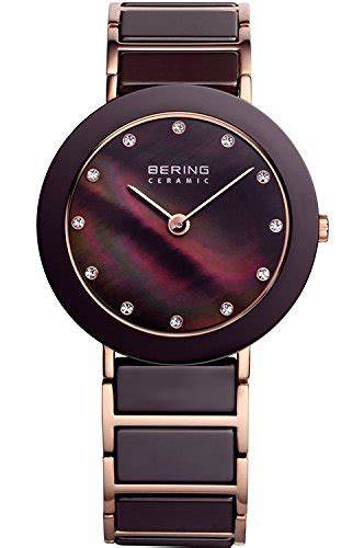 BERING Ceramic Collection Quartz Brown Women's Watch with Ceramic Link ...