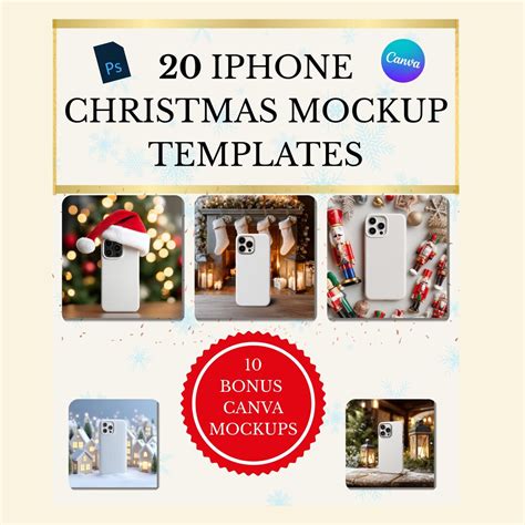 20 Christmas iPhone Mockup Templates PSD & Canva Phone Case Mockups for ...
