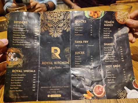 Menu at Royal kitchen, Chalakudy