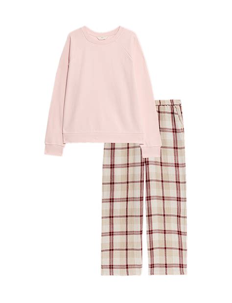 Buy Cotton Rich Checked Pyjama Set at Marks & Spencer