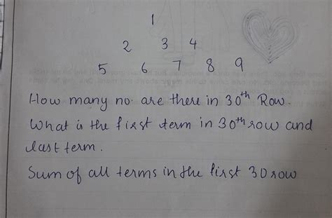1 2 3 4 5 6 7 8 9 How many no are there in 30th Row. What is the first ...
