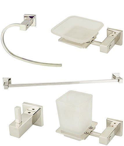 Stainless Steel Bathroom Accessory Set of 5 pics (Towel Rod, Soap Dish ...