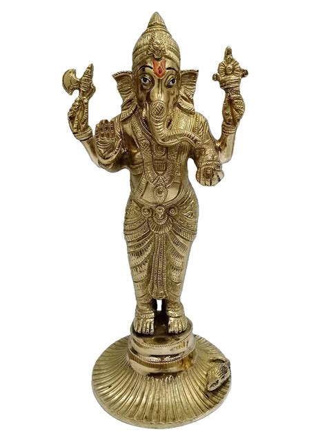 Buy Vinayakmoorti Brass Ganpati Bappa Standing Panchdhatu Ganpati Bappa ...