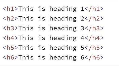 write a simple HTML code using heading h1 to h6 - Brainly.in