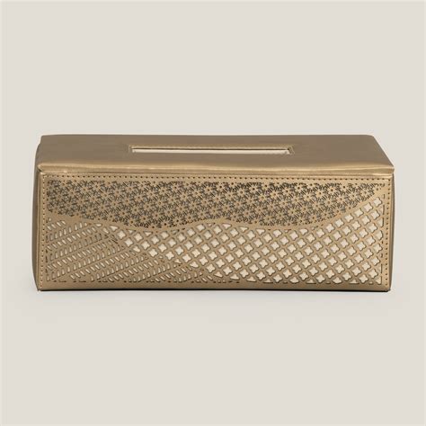 Pixel Dull Gold Tissue Box – Address Home
