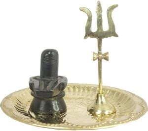 Uniqon Combo Of Black Color Small Size Shivling With Brass Puja Thali ...