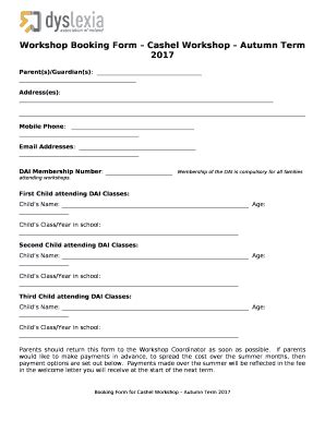 First Child attending DAI Classes: Doc Template | pdfFiller