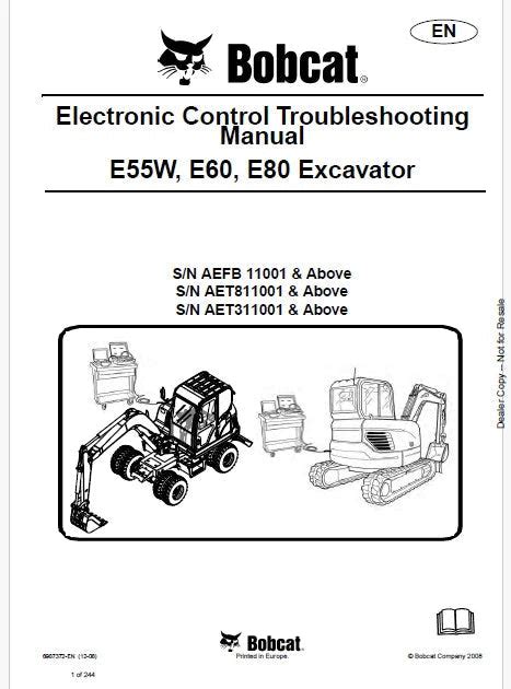 Bobcat E55W, E60, E80 Excavator Electronic Control Troubleshooting Man