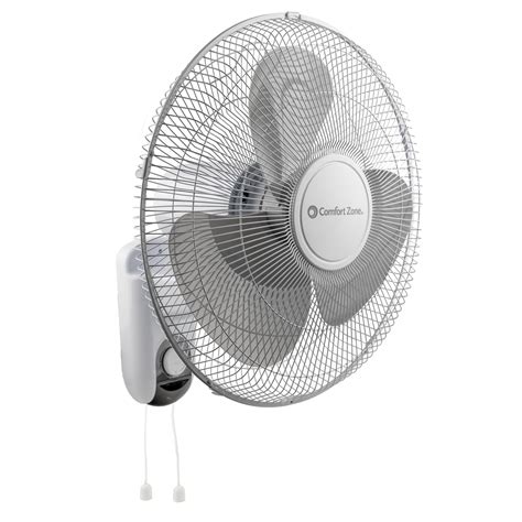 Comfort Zone Oscillating Wall Mount Fan with Adjustable Tilt, 16 inch ...