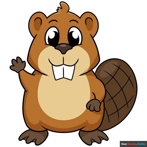How to Draw an Easy Cartoon Beaver - Really Easy Drawing Tutorial in ...
