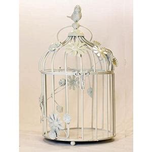 GIG Handicrafts Bird Cage with Floral Vine(White)-Set of 2 – Home Decor Lo