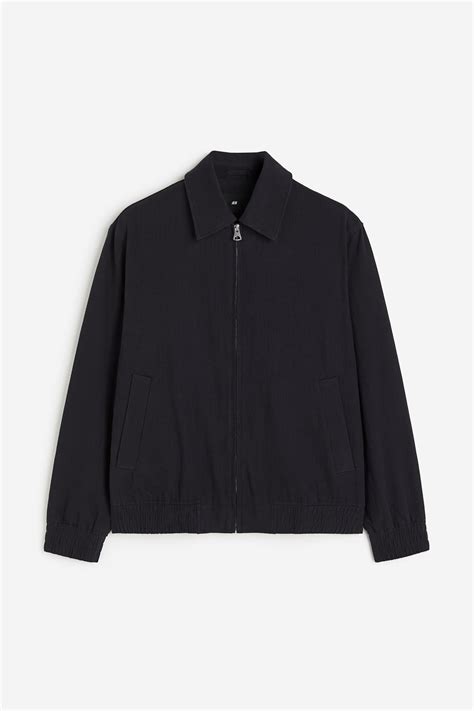 Regular Fit Linen-blend jacket - Black - Men | H&M IN