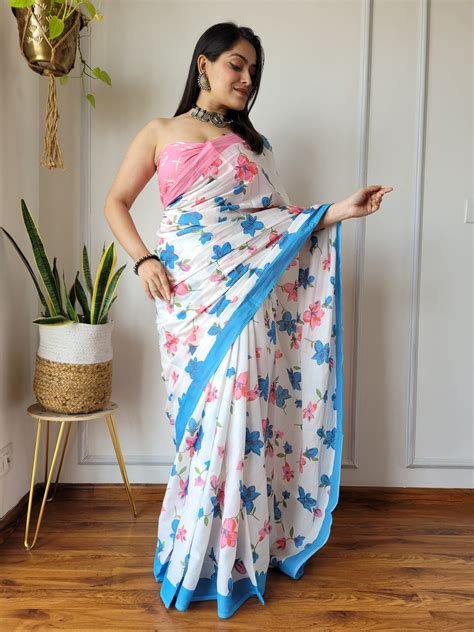 Jaipuri Printed Pure Cotton Mulmul Saree With Blouse – Rajasthan Fabric ...