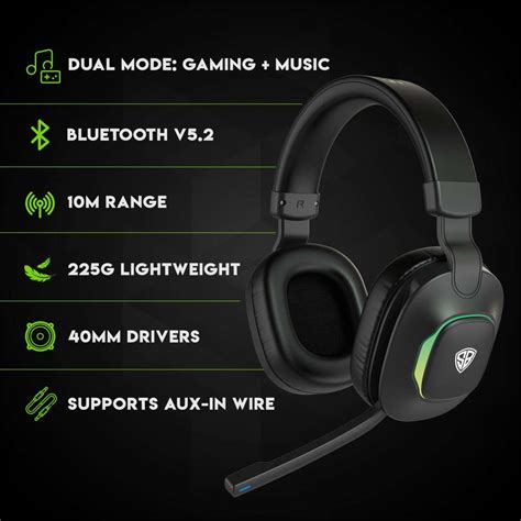 SpinBot Headphones with 50ms Low Latency & RGB Lights Bluetooth Gaming ...