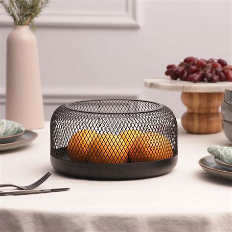 Enhabit Grid Round Storage Basket Medium - Black