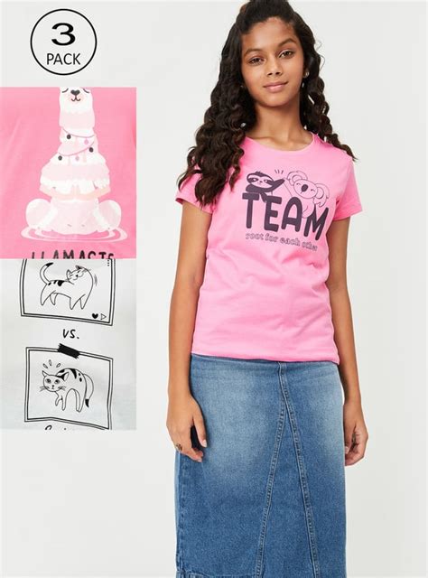 Buy Girls Graphic Printed T-shirt - Pack of 3 Online at just Rs. 799.0 ...
