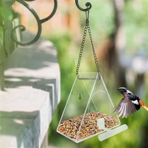 Acrylic Window Bird Feeder with Extended Roof & Slide Tray - Bird ...
