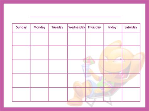 Printable Purple Blank Calendar