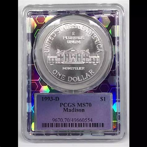 1993-D James Madison Bill of Rights Commemorative Silver Dollar PCGS MS ...