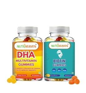 NUTRI HEAVEN DHA Multivitamin Gummies for Adult,Mango Flavour, Veg ...