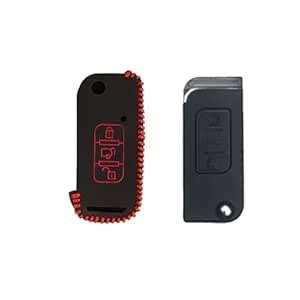 Leather RED Key Cover with Key Chain for Mahindra XUV-500 LD : Amazon ...