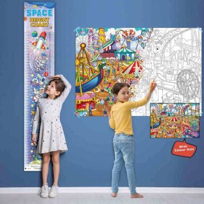 SPACE HEIGHT CHART and GIANT AMUSEMENT PARK COLOURING POSTER | Set of 1 ...