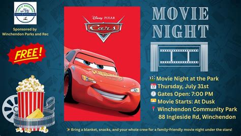 Movie Night at the Park - Disney Pixar Cars, Winchendon Community Park ...
