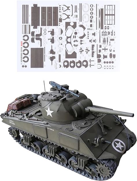 MOUDOAUER 1/25 Scale USA Sherman M4A3 Tank 3D Paper Model India | Ubuy