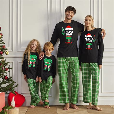 Awkward Styles Family Christmas Pajamas Set Green Funny Elf Squad ...
