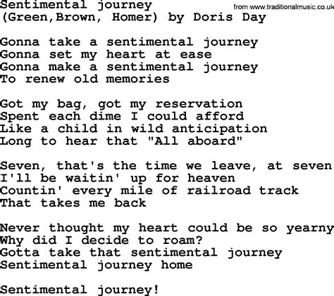 Bruce Springsteen song: Sentimental Journey, lyrics