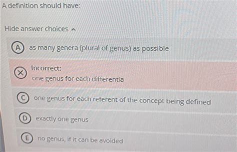 Solved A definition should have:Hide answer choices uarras | Chegg.com