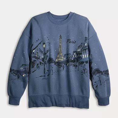 Women's Fifth Sun Missy Run Thru Paris Scenic Pullover Sweater