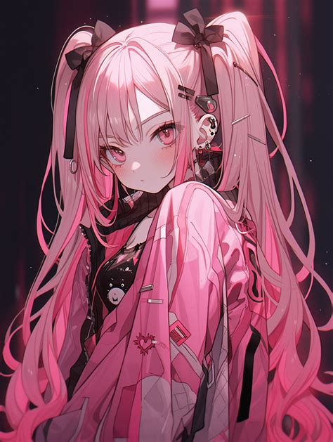 Download wallpaper 1856x2464 girl, hair clips, pink, anime hd background