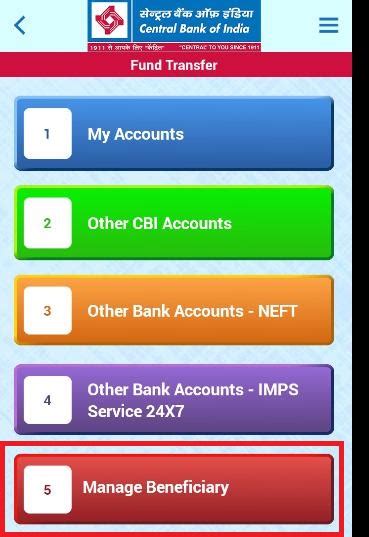 How to add beneficiary in Central Bank of India mobile app?
