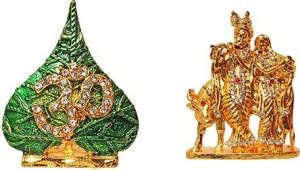 9facts Set of 2 Lord Shiva Symbol OM Sign Idol & Lord Radha Krishna ...