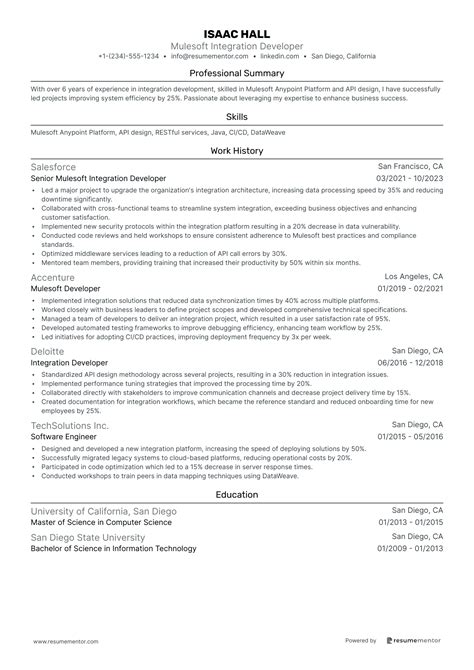 Image result for MuleSoft Developer Resume